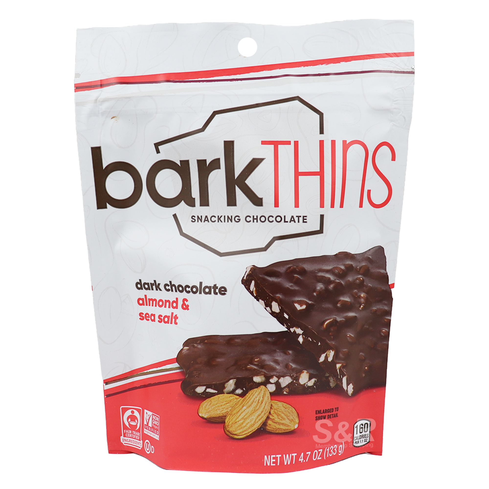 Bark Thins Dark Chocolate Almond and Sea Salt 133g Bark Thins Dark Chocolate Almond and Sea Salt 133g